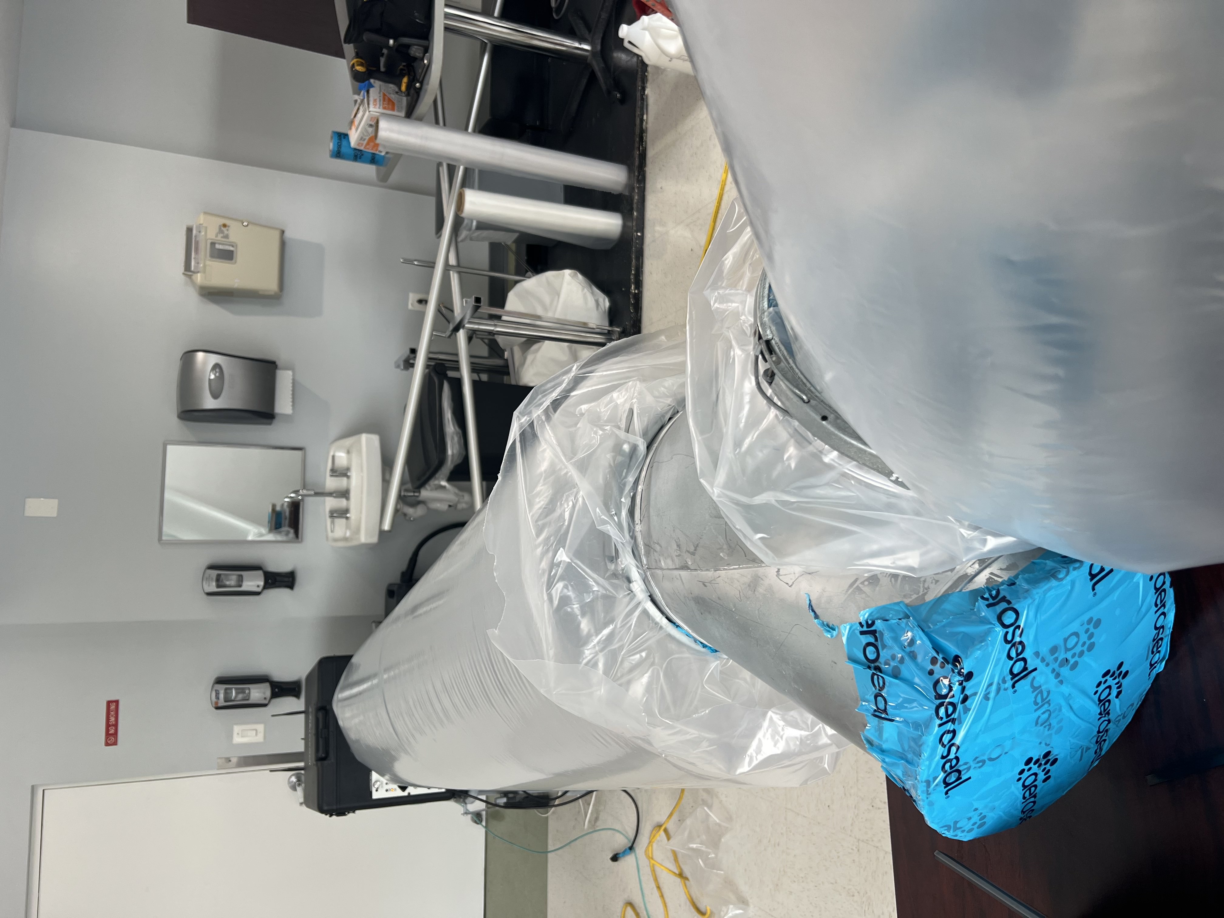 Aeroseal duct sealing process - sealing HVAC ducts and vents to improve air quality for pets and families